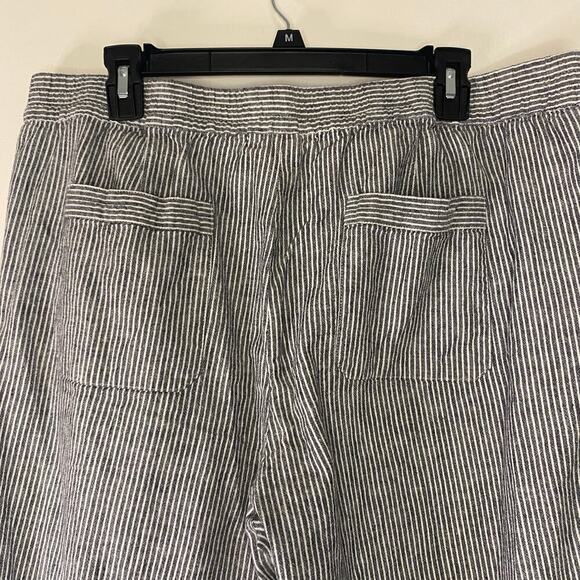 Talbots Linen Blend Gray White Striped Pull On Office Work Trouser Pants 16 - Picture 12 of 14